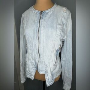 Blank NYC Distressed Light Denim Jean Jacket